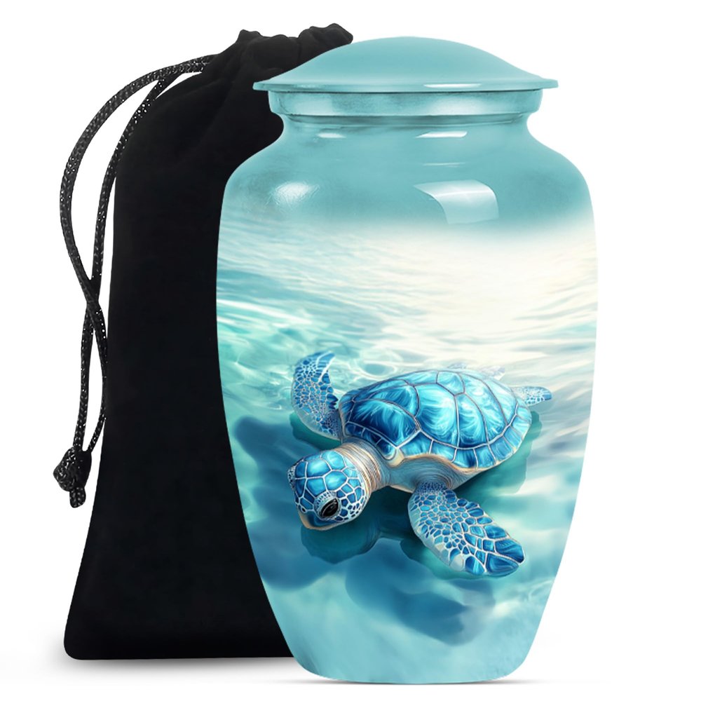 Ocean Turtle Urn for Ashes Adult Male, Decorative Urns for Human Ashes, Funeral Urn, Large Urns for Human Ashes Adult Female(Size - 10inch)