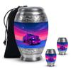 MUKTIVE Truck Cremation Large Urns for Human Ashes Adult - Memorial Urns for Human Ashes - Combo of 3-10 Inches, Extra Large Trucker Urn | 2 Pcs of 3 Inch, Purple Mini Urn view 1
