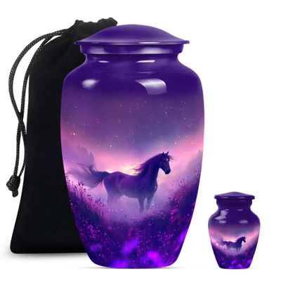 Horse Large Urn for Ashes for Men, Decorative Urns, Small Urns for Women Human Ashes, Urn for Human Ashes Adult Male and Female(Size - 10inch 1Pcs, 3inch 1Pcs)
