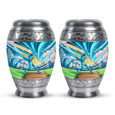 JAGSHASHI Baseball Little Funeral Urns for Human Ashes Adult Male - Mini Cremation Urn for Men - Small Urn for Human Remians - 3 Inch Set of 2 - Keepsake Burial Urns for Ashes Adult Female Mother