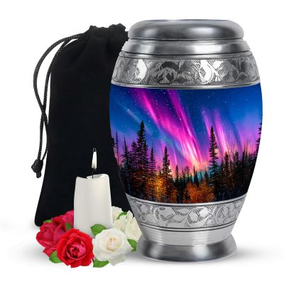 Yatskia Northern Lights Large Funeral Urns for Human Ashes Adult Male and Female, Decorative Cremation Urn for Adult Ash, (Monar Large, 10 Inch)