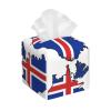 Iceland Flag Map Print PVC Leather Tissue Box Holder Napkin Facial Tissues Holder Dispenser for Bathroom Home view 1