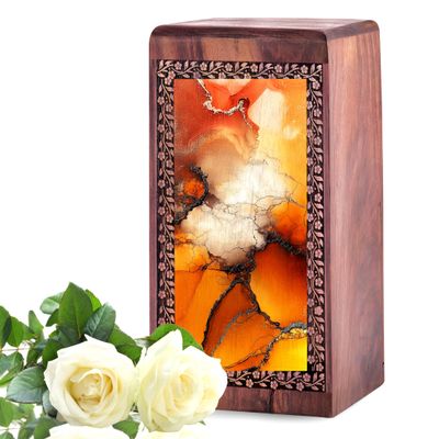 Abstract Small Urn for Human Ashes Keepsake Mom - Wooden Mini Urns for Ashes Adult Female Mother - Funeral Urn for Male & Female - Small Wood Urns for Best Friends - 5 Inch