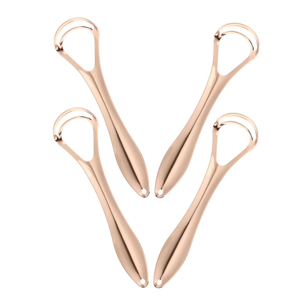 TOVINANNA 4pcs Cleaner Oral Cleaning Cleaner Scraper Stick Oral Cleaning Tool Cleaning Brush Tounge Cleaner Mouth Scraper Stick Oral Cleaner Stainless Steel Gold