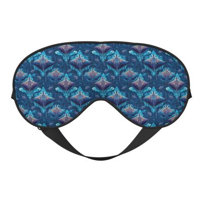 Eye Sleep Mask for Women Men - Retro Blue Manta Ray Print Adjustable Comfy Buckle Travel Eye Masks for Sleep Mask Blackout, Sleeping Blindfolds for Women Men, Funny Blindfolds for Party Games