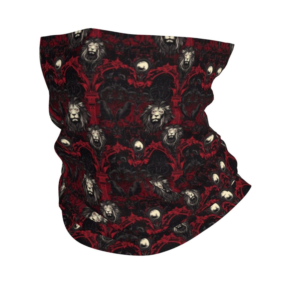 Neck Gaiters for Men Women - Gothic Crow Lion Print Head Scarf Balaclava Face Mask Cover Neck Scarf Bandana