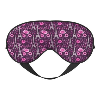 Eye Sleep Mask for Women Men - Pink Flower Eiffel Tower Print Adjustable Buckle Travel Eye Masks for Sleep Mask Blackout, Comfy Sleeping Mask for Women Men, Funny Blindfolds for Party Games