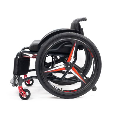 Lightweight All-Terrain Ultra Lightweight Sports Wheelchair Foldable Adjustable Footrest and Seat Height, Handbrakes,Suitable for Teenagers, Adults, Seniors(Black1,Seat Width 38cm/15in)