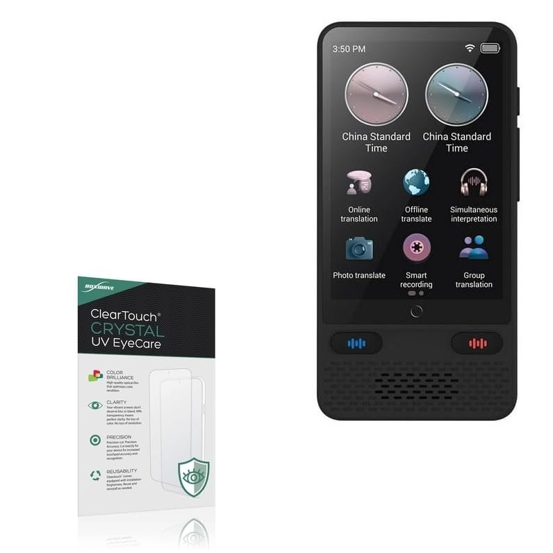 BoxWave Screen Protector Compatible with TINRIEF S85 Language Translator (3.9 in) - ClearTouch Crystal Anti-UV EyeCare (2-Pack), Filters Out Harmful Blue Light Reduce Fatigue