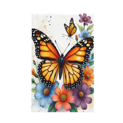GVYGVY Kitchen Towels - Soft Cute Butterfly Bouquet Print No.1062 Quick Drying Dish Towels for Kitchen Drying, Absorbent Hand Towel for Kitchen Decor with Lanyard