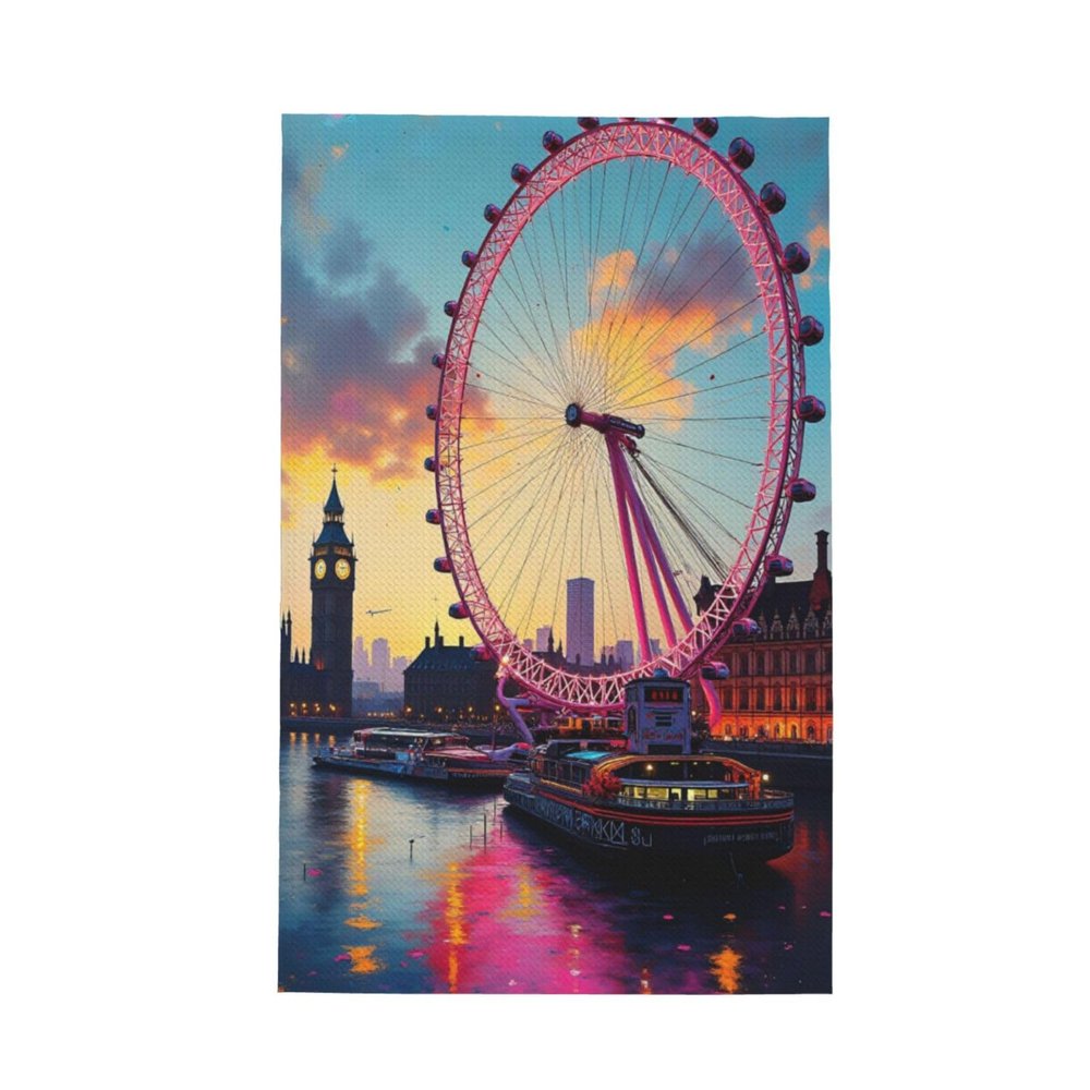 GVYGVY Kitchen Towels - Soft Modern Cityscape Print No.133 Quick Drying Dish Towels for Kitchen Drying, Absorbent Hand Towel for Kitchen Decor with Lanyard