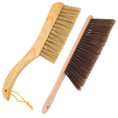 NULYLU 2Pcs Soft Brooms with Handle for Household Cleaning Portable Handheld Brushes for Furniture and Counter Easy to Use and Store