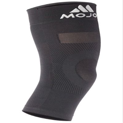 Mojo 20-30mmHg Compression Knee Sleeve for Men & Women, For Running, Weightlifting, Workout, Black, Large