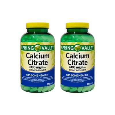 2 Pack Spring Valleyy Calcium Citrate Tablets Dietary Supplement for Bone & Joint Health, 600 mg, 300 Count
