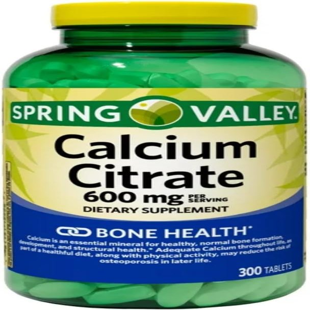Spring Valley Calcium Citrate Tablets Dietary Supplement for Bone & Joint Health, 600 mg, 300 Count