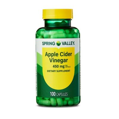 IT'S BRAZILIAN Spring Valley Apple Cider Vinegar Dietary Supplement Capsules, 450 mg, 100 Count