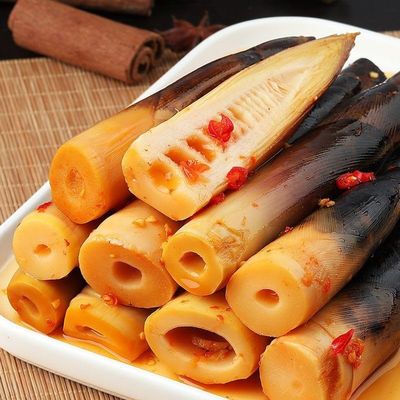 Instant spicy and crispy bamboo shoots, Pickled pepper hand peeled bamboo shoots 230g, pickled vegetables, Side dish, Delicious pickles, Chinese spicy casual snacks (Spicy flavor,1 pack)