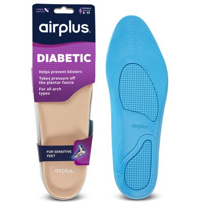 Airplus Diabetic Insoles for Sensitive Feet, Plastazote Top Cover, Foam Cushioning, Trim to Fit, Slim Profile, Gentle Arch Support, Fits Casual, Athletic & Dress Shoes, Women's 5-11