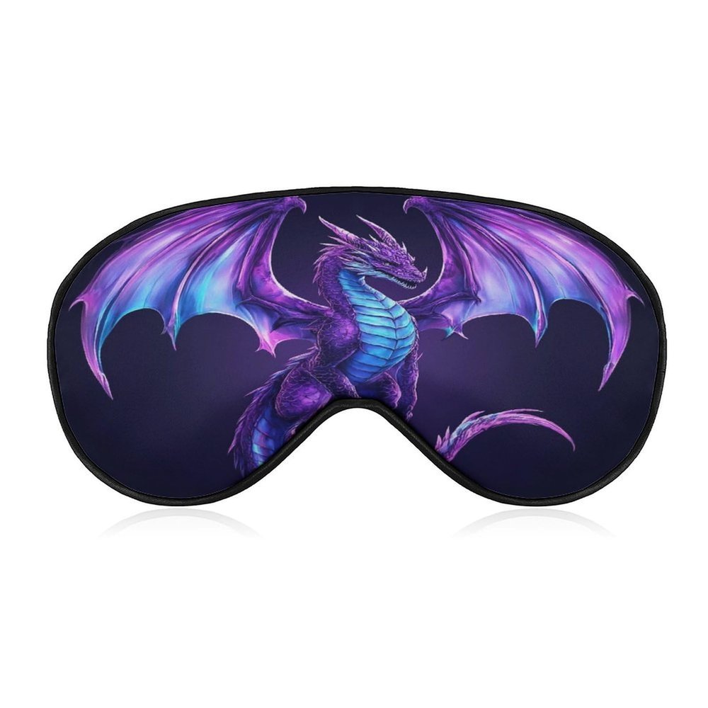 Adult Blackout Purple Fly Dragon Eye Mask,Sleep Masks with Adjustable Elastic Strap, Night Blindfold for Rest Travel Airplane Home