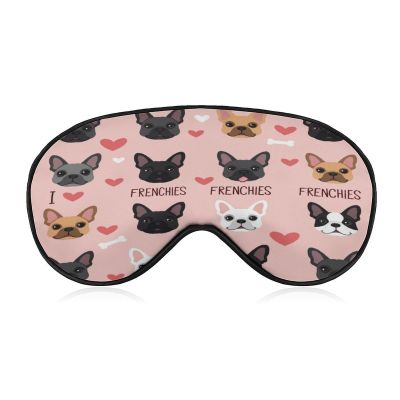 Adult Blackout I Love French Bulldogs Cute Eye Mask,Sleep Masks with Adjustable Elastic Strap, Night Blindfold for Rest Travel Airplane Home