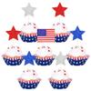 136 PCS Patriotic American Flag Cupcake Toppers Star 4th of July Cupcake Toppers Independence Day Cupcake Decorations for USA Patriotic American National Day Theme Party Cake Decorations Supplies view 1
