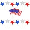 136 PCS Patriotic American Flag Cupcake Toppers Star 4th of July Cupcake Toppers Independence Day Cupcake Decorations for USA Patriotic American National Day Theme Party Cake Decorations Supplies view 3
