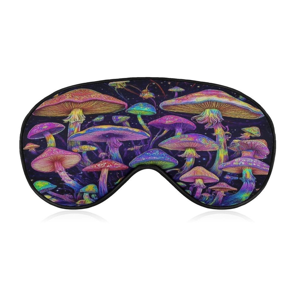 Adult Comfortable Trippy Mushrooms Art Eye Cover, Breathable Night Blindfold, Weighted Sleep Mask for Airplane Travel Office Home