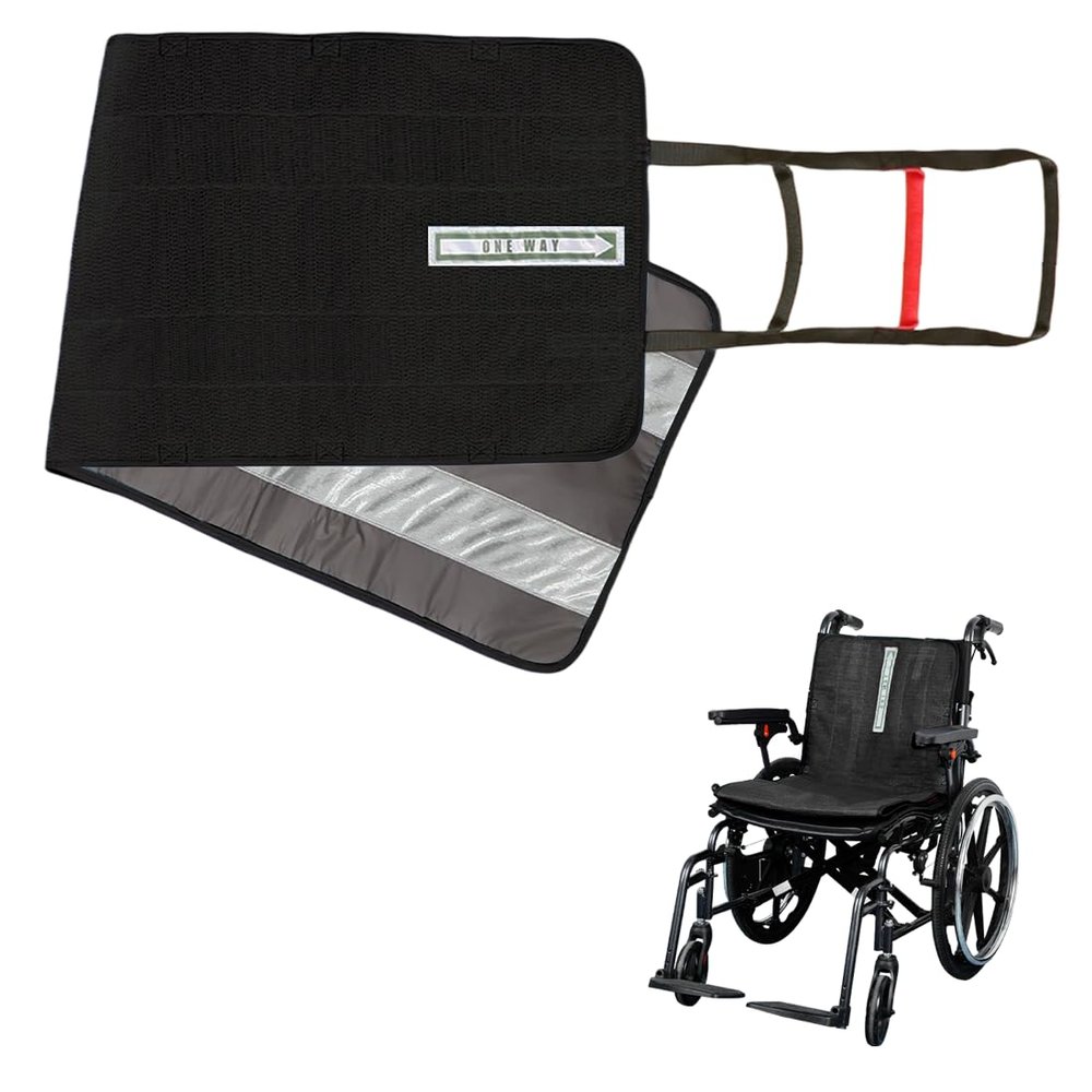 EHUCONHEEL One Way Transfer Support Seat Cushion with Handles-Non-Slip Fall Prevention Pad for Elderly/Disabled Use on Wheelchairs, Chairs and More,48.4"x16.7" (Black, Pack of 1 PC)