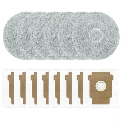 14Pcs Bags Mop Pads Replacement Kit For Roomba Plus 405 For Combo / 505 For Combo, With 6 Microfiber Mop Cloths 8 Collection Bags, Vacuum Parts & Accessories