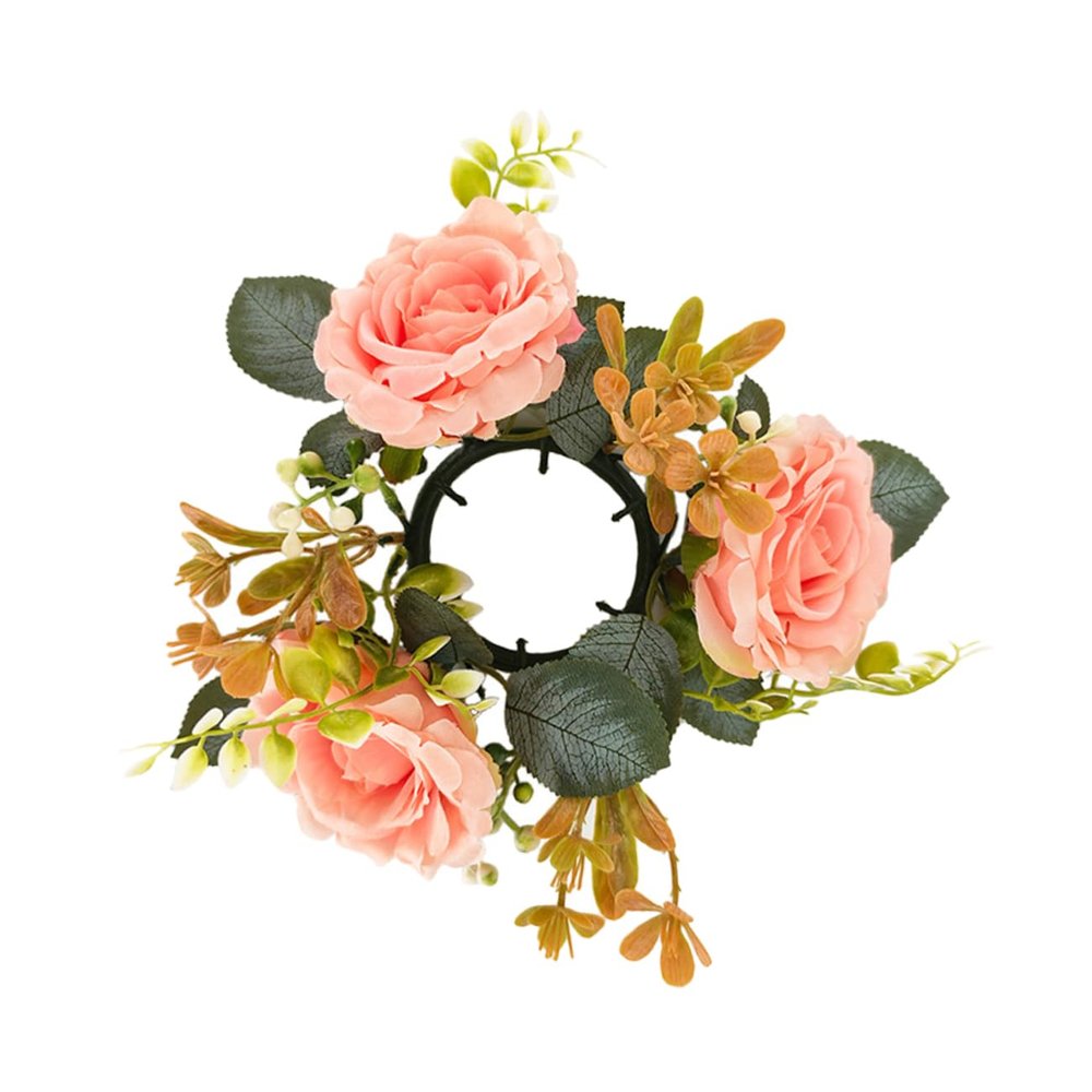 ABOOFAN Artificial Floral Candle Ring Wreath for Weddings Home Decor and Table Centerpieces Elegant Design for Romantic Atmospheres