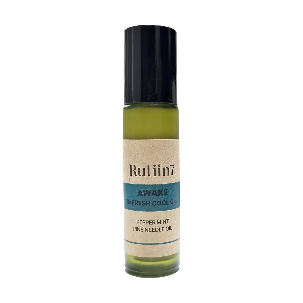 ZIOSTAND Rutiin7 AWAKE Refresh Cool Gel Natural Citrus Peppermint Scent Non-Sticky Lightweight Roll-On Gentle Skin Application Compact Portable Size Daily Refreshing Aroma 10ml
