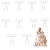 10 Pcs Pearl Bow Cake Toppers, 4.3x3.9 Inches White Pearl Beaded Cake Decorations, Large and Small Pearls, Elegant Cupcake Toppers for Weddings, Birthday, Valentines Day and Baby Shower Party Supplies view 1