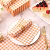 100 Pcs Orange Gingham Napkins Disposable - Orange and White Checkered Paper Napkins - Scalloped Plaid Napkin for Dinner Birthday Picnic Wedding Easter Party Supplies view 4