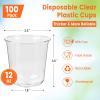 Jycnolm 100 Pcs Round Bottom Plastic Cups 12 oz Disposable Stemless Wine Glasses Cocktail Clear Party Cups for Meeting, Wedding, Birthday, Party Supplies view 2