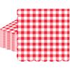 100 Pcs Red Gingham Napkins Disposable - Red and White Checkered Paper Napkins - Scalloped Plaid Dinner Napkins for Picnic BBQ Birthday Wedding Valentines Day Party Supplies view 1