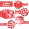100 Pcs Red Gingham Napkins Disposable - Red and White Checkered Paper Napkins - Scalloped Plaid Dinner Napkins for Picnic BBQ Birthday Wedding Valentines Day Party Supplies view 3