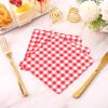 100 Pcs Red Gingham Napkins Disposable - Red and White Checkered Paper Napkins - Scalloped Plaid Dinner Napkins for Picnic BBQ Birthday Wedding Valentines Day Party Supplies view 4
