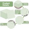100 Pcs Sage Green Gingham Napkins Disposable - Sage Green and White Checkered Paper Napkins - Scalloped Plaid Dinner Napkins for Picnic Birthday Wedding Bride Shower Party Supplies view 3