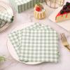 100 Pcs Sage Green Gingham Napkins Disposable - Sage Green and White Checkered Paper Napkins - Scalloped Plaid Dinner Napkins for Picnic Birthday Wedding Bride Shower Party Supplies view 4