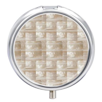 Pill Box-3 Compartment Small Pill Case for Purse & Pocket Mini Metal Pill Holder Travel Pill Container (Mother of Pearl)