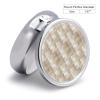 Pill Box-3 Compartment Small Pill Case for Purse & Pocket Mini Metal Pill Holder Travel Pill Container (Mother of Pearl) view 2