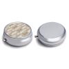 Pill Box-3 Compartment Small Pill Case for Purse & Pocket Mini Metal Pill Holder Travel Pill Container (Mother of Pearl) view 3