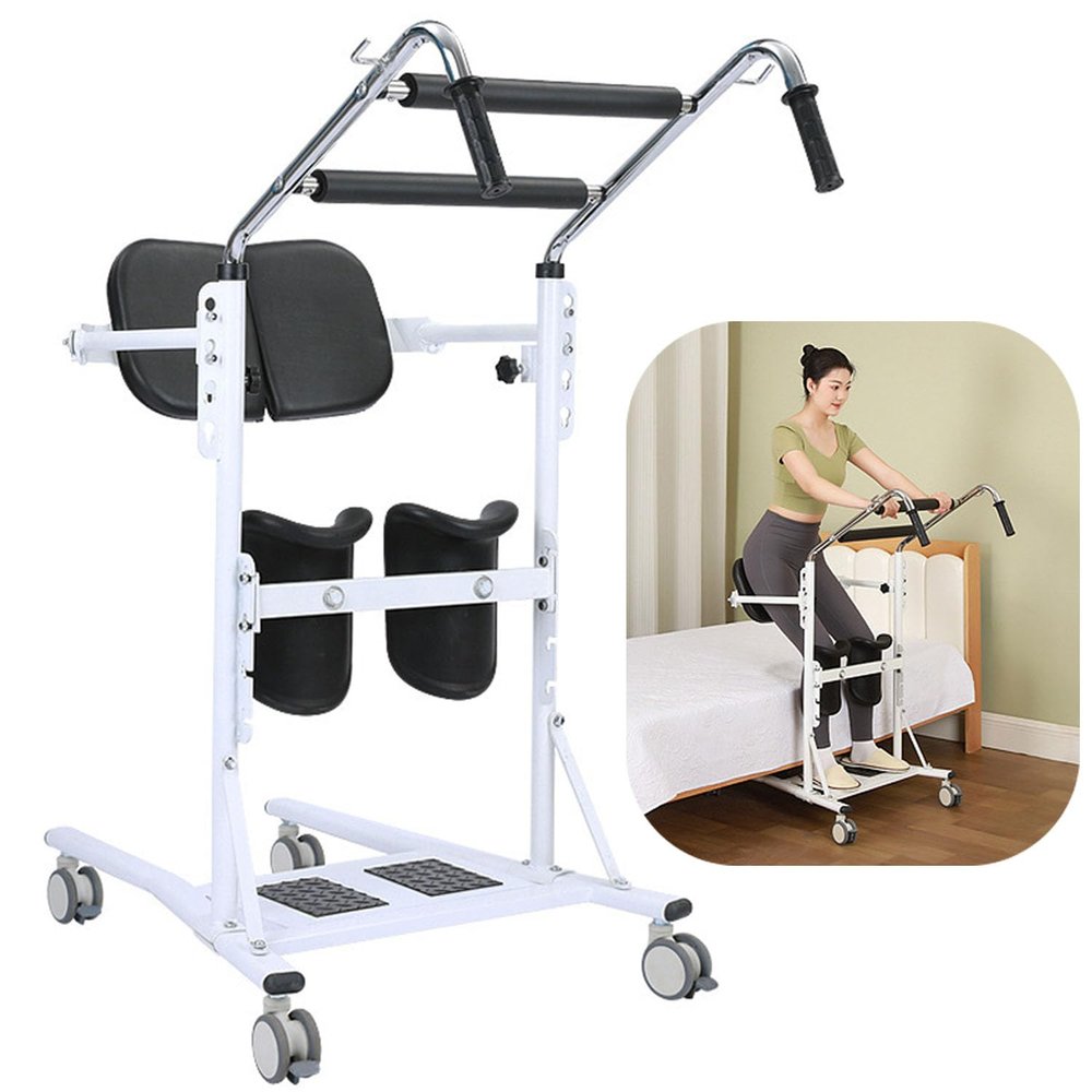 QCZGDHJ 4 in 1 Shower Chair Transport Wheelchair, Patient Lift Transfer Chair, sit-to-Stand Patient Lift, Adjustable Lift Height Transfer aid, Elderly Lift aid, Suitable for Various scenarios
