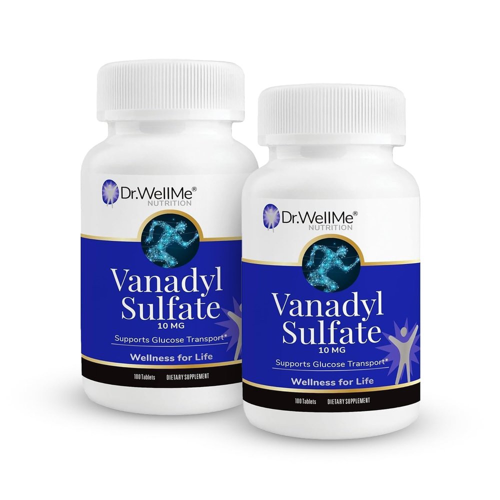 Dr. WellMe Vanadyl Sulfate 10mg 200 Tablets Glucose & Metabolism Health Non-GMO, Gluten-Free Supplement for Men & Women - 2 Pack