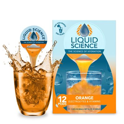 Java House Liquid Science Arctic Freeze Single Serve Hydration Pods - Peel and Pour - Orange - Pack of 48