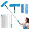 4.2M Extendable Window Cleaning Kit Cleaner with Silicone Squeegee and 2 Microfiber Cloths, Long Reach Window Cleaning Equipment for High Windows, Glass, Car, Shower and Wall, Blue view 1