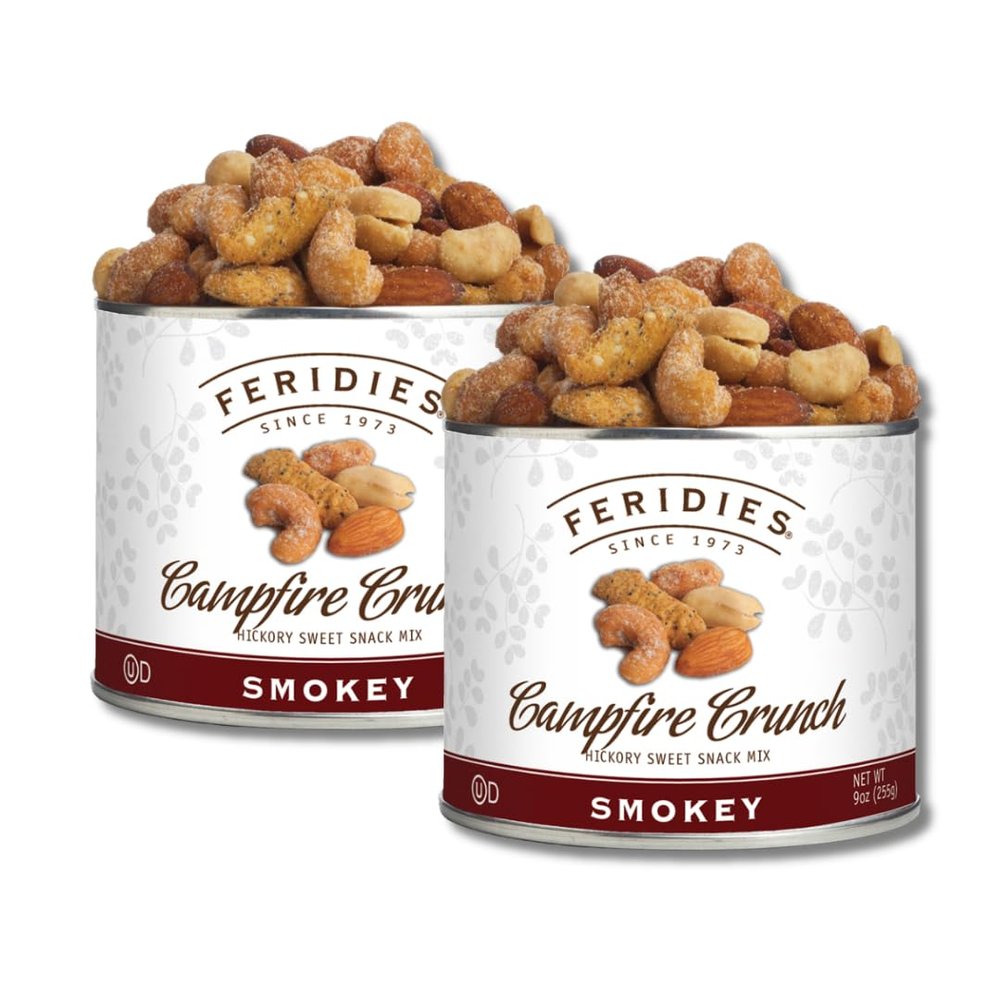 Feridies Virginia Peanuts - Pack of 2 - Campfire Crunch Snack Mix - 9 oz. Resealable Cans By Lyza's Sweets & Treats