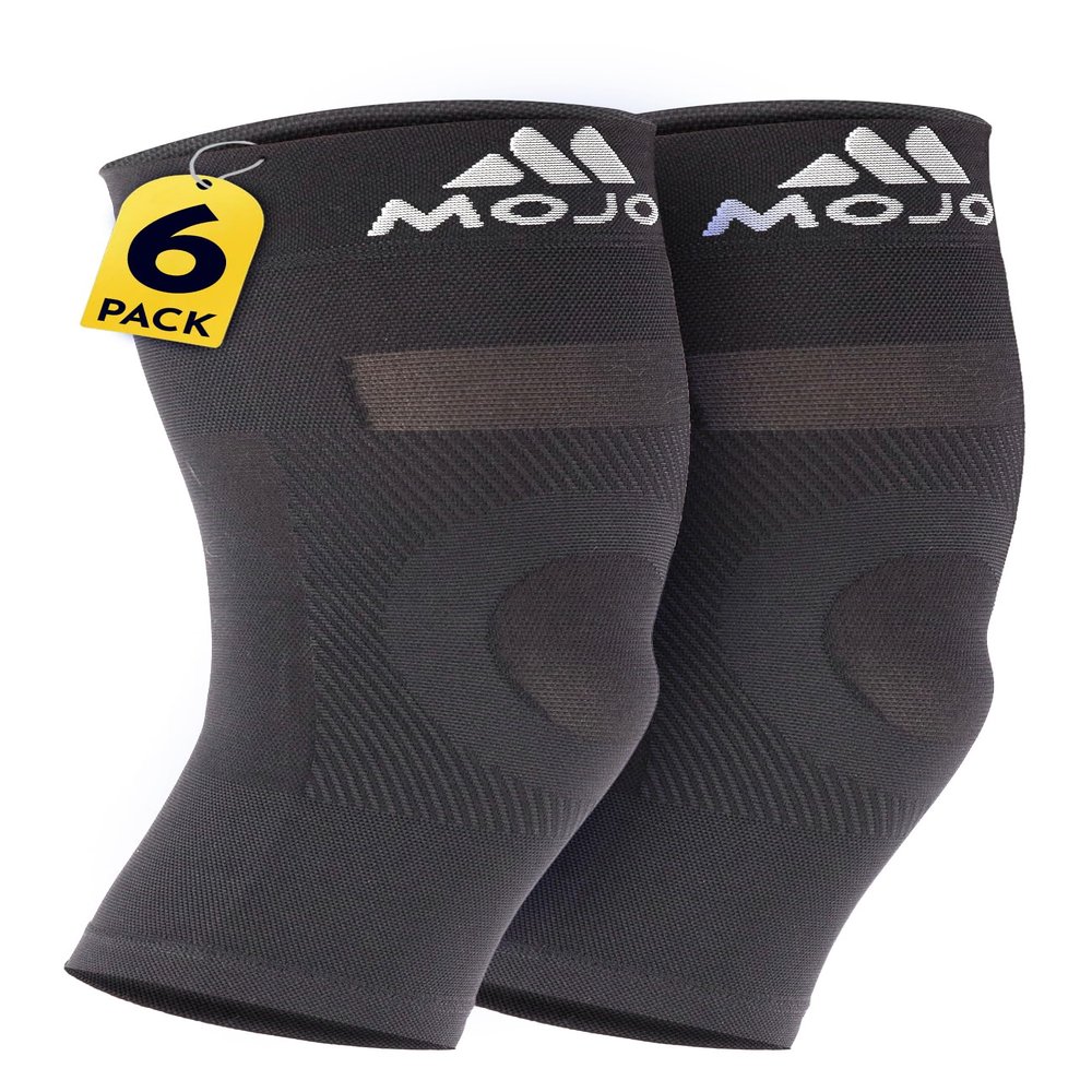 Mojo 20-30mmHg Compression Knee Sleeve for Men & Women, Knee & Joint Pain Relief, 3 Pairs, Medium, M801