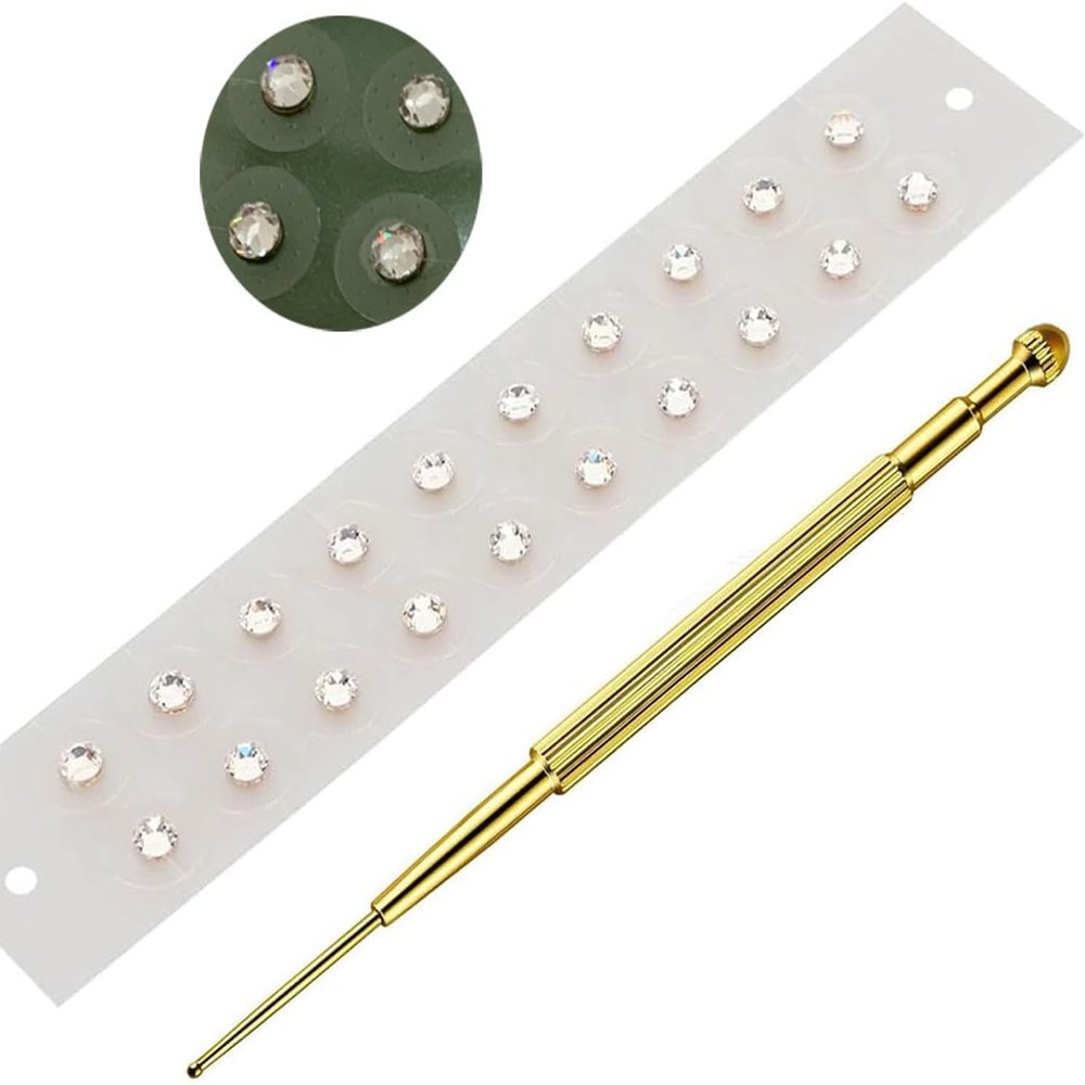 Ear Seeds Acupuncture Kit - Acupressure with Ears Seed, with Bonus Free Chart and Brass Acupressure Probe - for Balance & Wellness (Crystal 20pcs)
