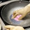 Steel Wool Scrubber with Handle, Multifunctional Metal Scrubber for Pan Pot, Metal Scouring Pads Dishwashing Stainless Steel Scrubbing Pads for Kitchen (Pink) view 2